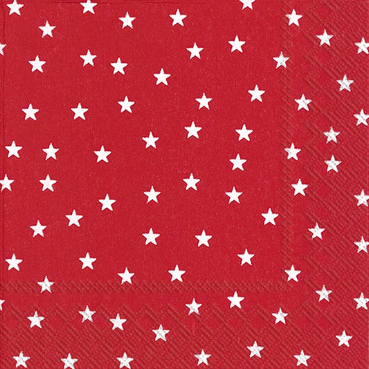 Paper Cocktail Napkins - Little Stars - Red Patriotic - 20 Ct - Boston International