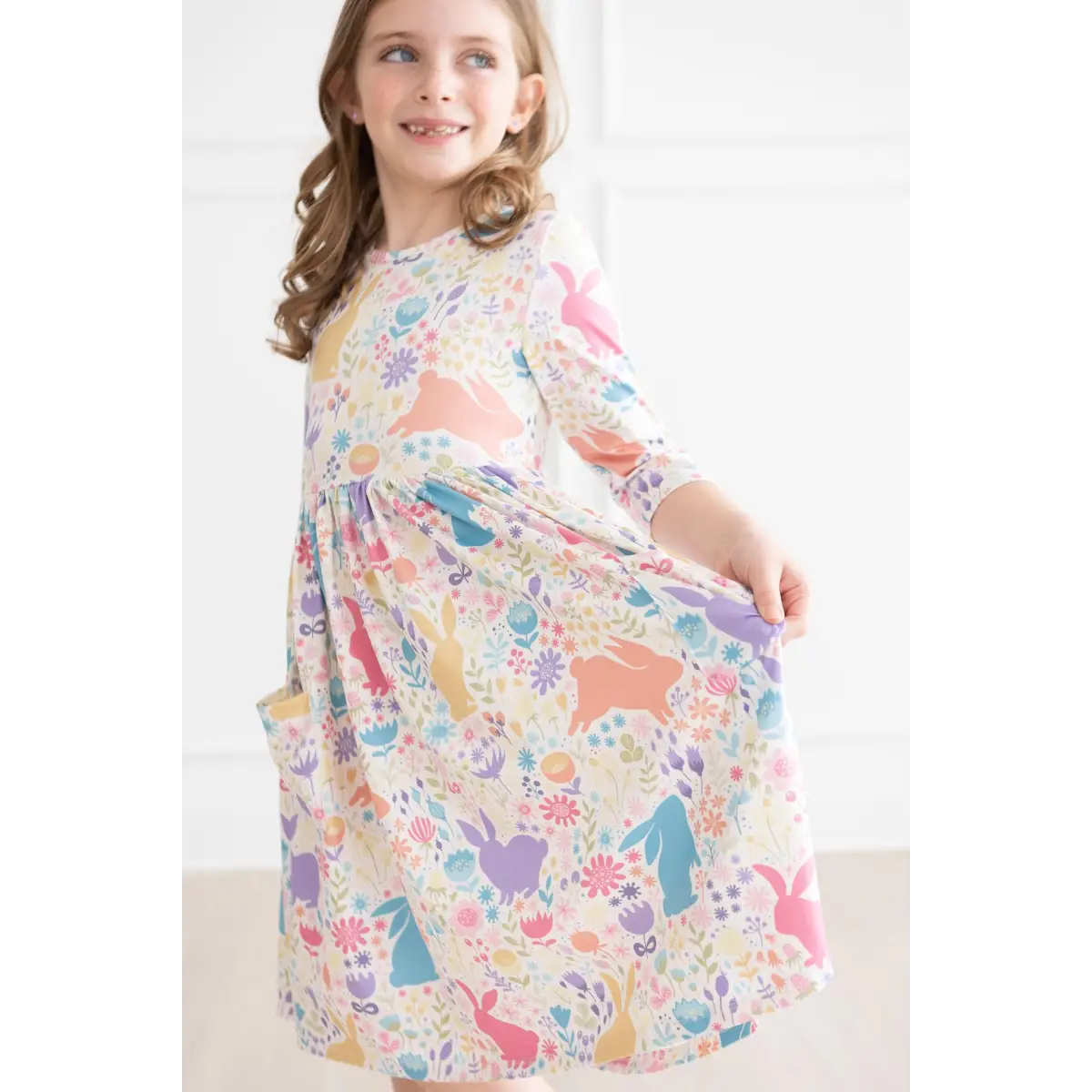 Pocket Twirl Dress - Pastel Floral Bunnies - Easter - Mila & Rose ®