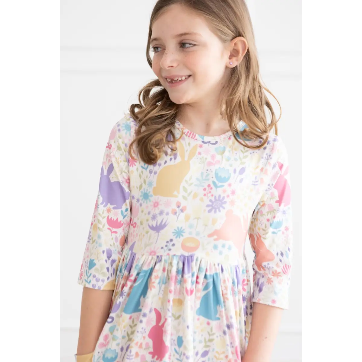 Pocket Twirl Dress - Pastel Floral Bunnies - Easter - Mila & Rose ®