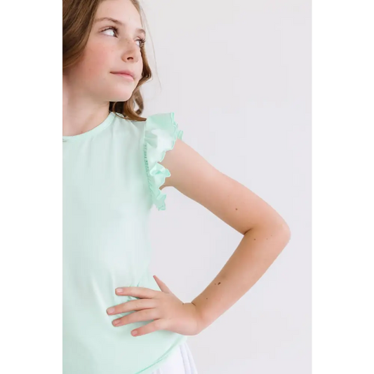 Pastel Green S/S Ruffle Tee - Mila & Rose ®