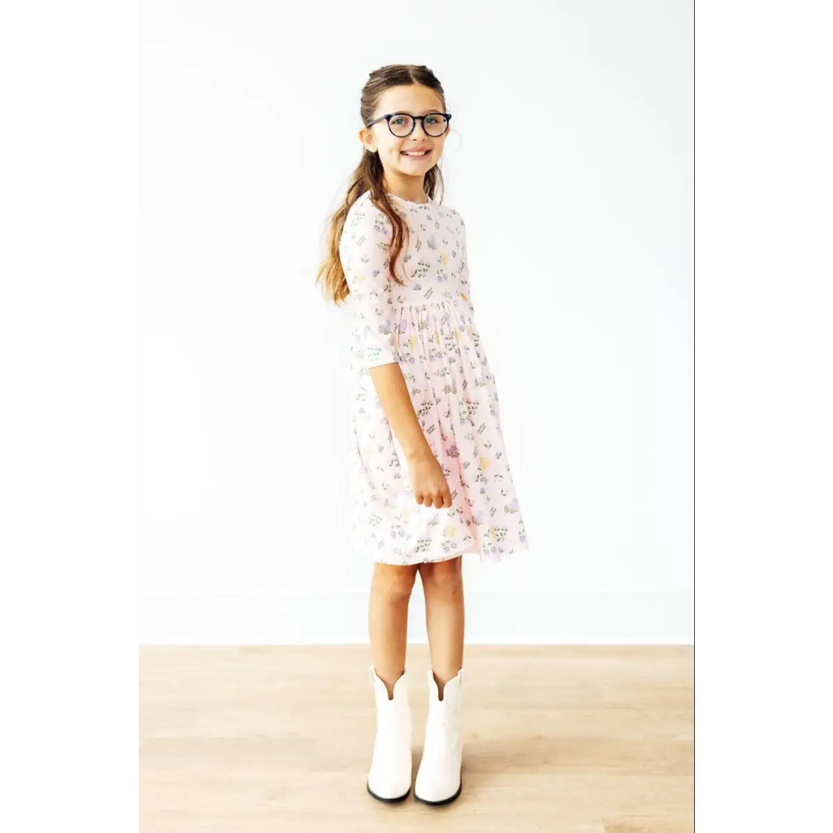 Pastel Petals 3/4 Sleeve Pocket Twirl Dress - Mila & Rose ®