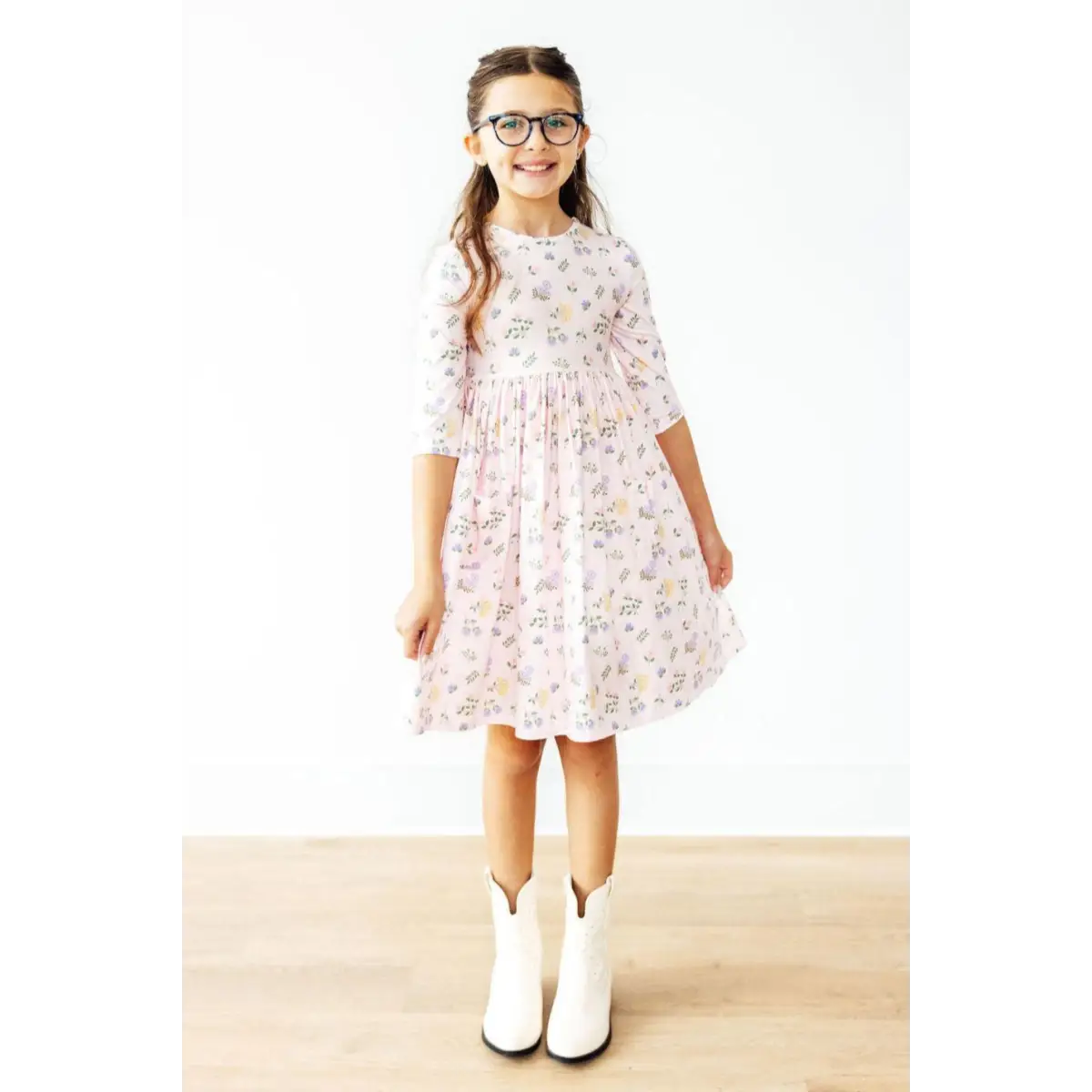 Pastel Petals 3/4 Sleeve Pocket Twirl Dress - Mila & Rose ®