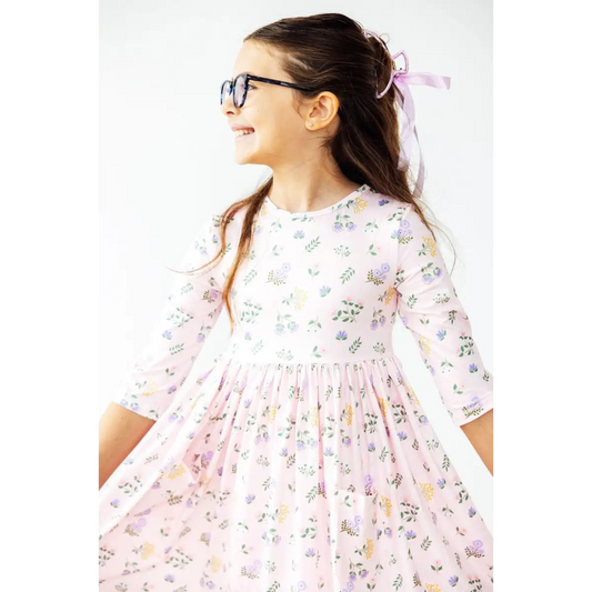 Pastel Petals 3/4 Sleeve Pocket Twirl Dress - Mila & Rose ®