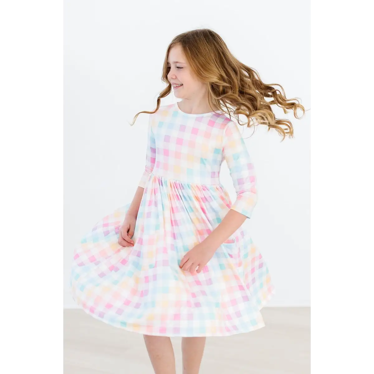 Pocket Twirl Dress - Pastel Plaid - Mila & Rose ®