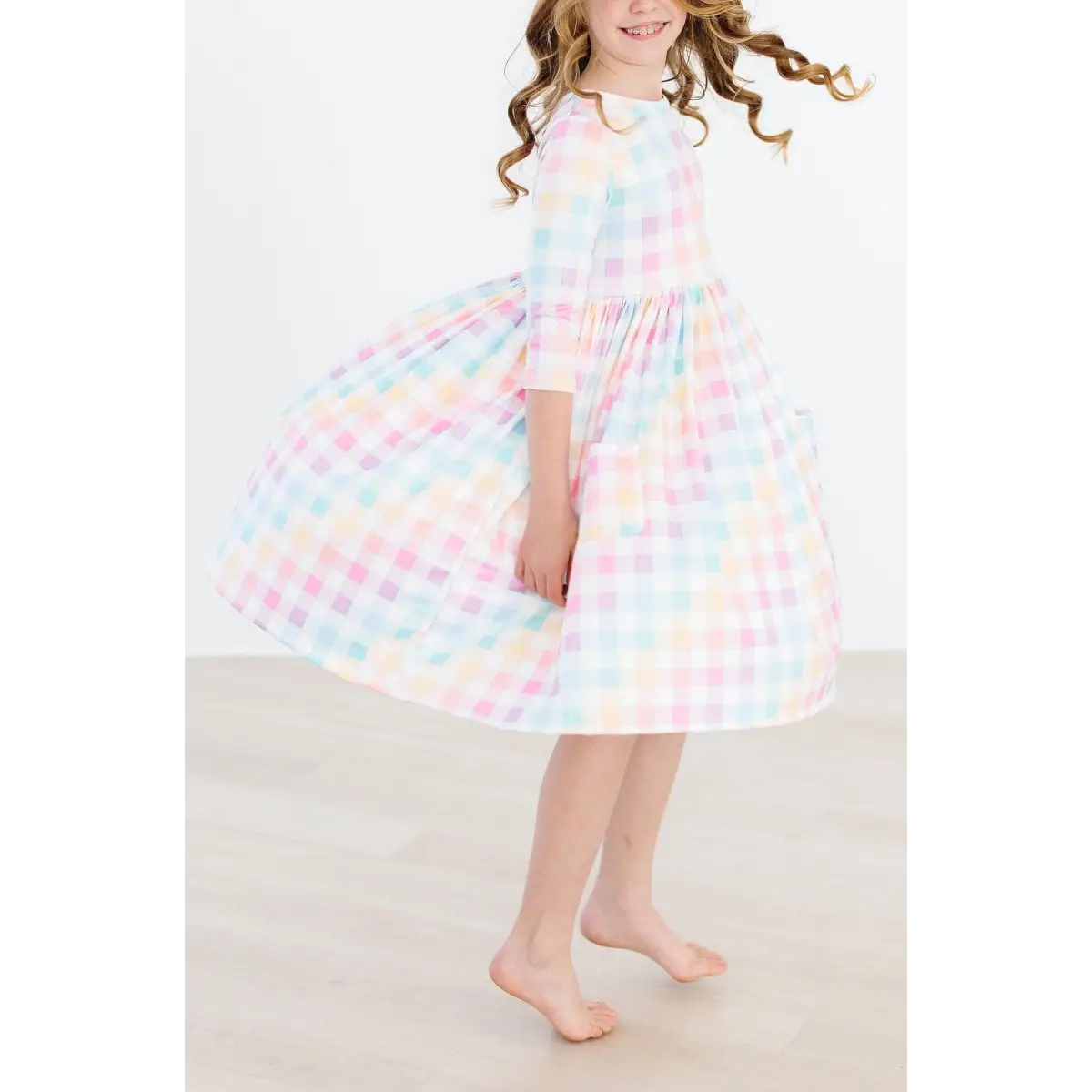 Pocket Twirl Dress - Pastel Plaid - Mila & Rose ®