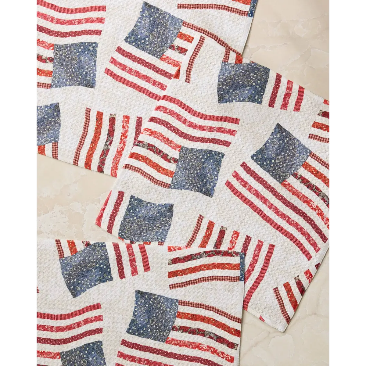 Dishcloth Set - Patchwork Pride - Patriotic USA Flags - Geometry