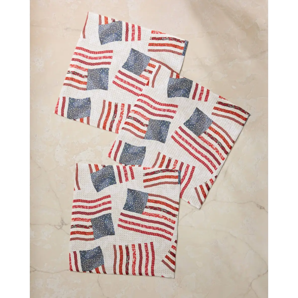 Dishcloth Set - Patchwork Pride - Patriotic USA Flags - Geometry