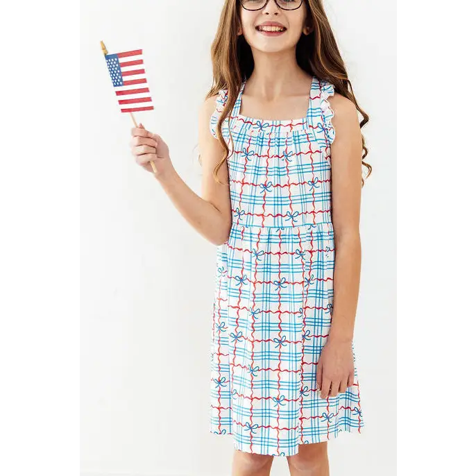 Ruffle Cross Back Dress - Patriotic Picnic - July 4th - Mila & Rose ®