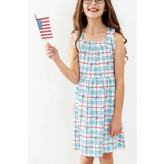 Ruffle Cross Back Dress - Patriotic Picnic - July 4th - Mila & Rose ®
