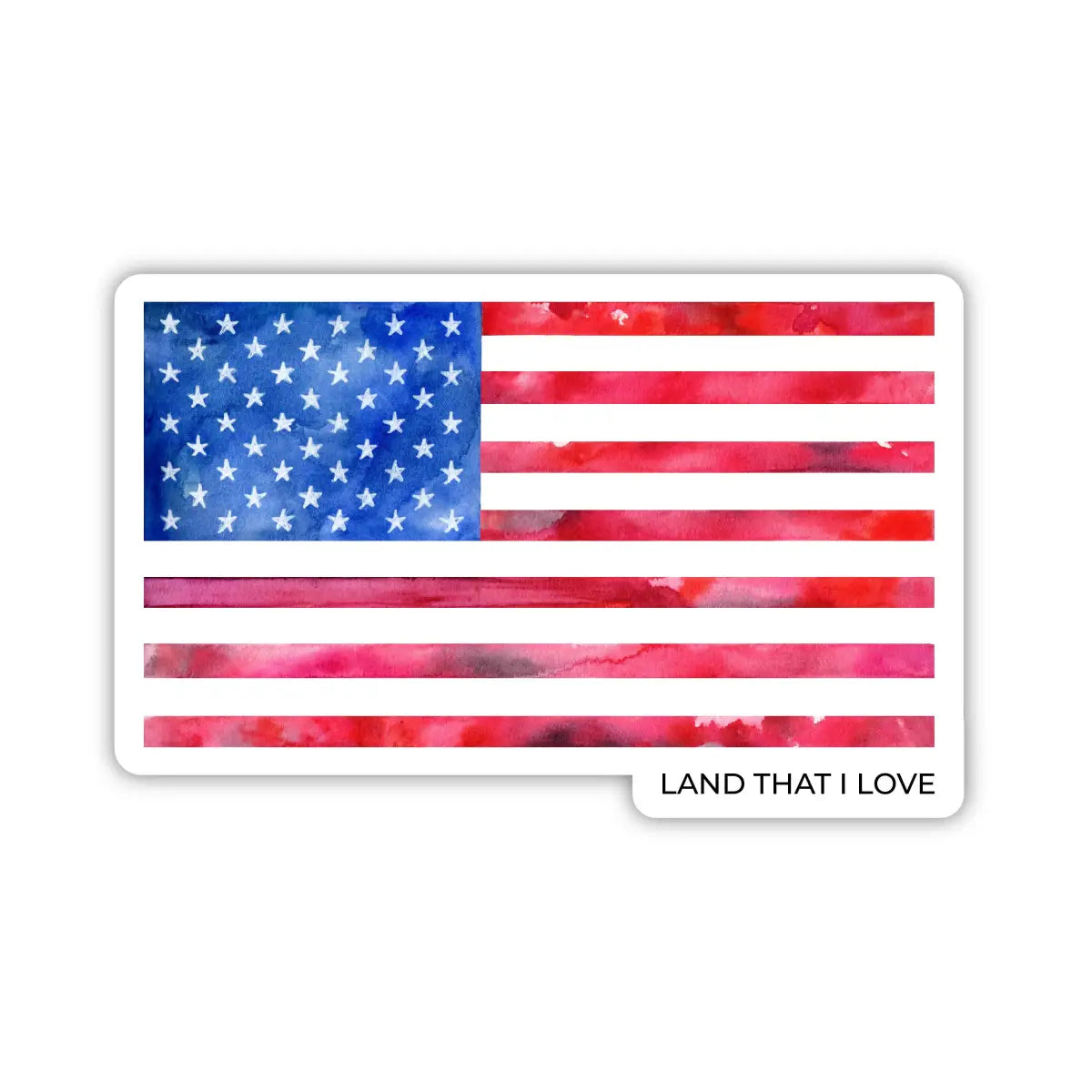 Patriotic Vinyl Sticker - American Flag - Land that I Love - JasmineTreeDesign