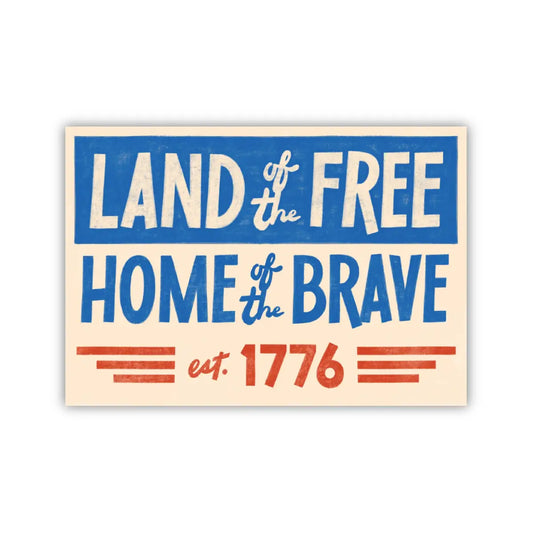Patriotic Vinyl Sticker - Land of the Free Home of the Brave - USA America 250 - JasmineTreeDesign