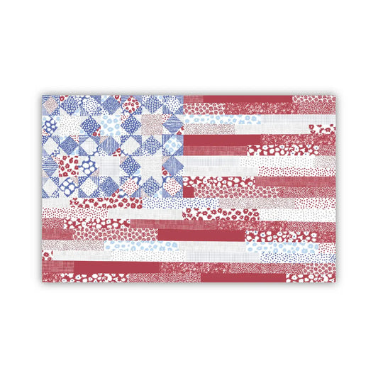 Patriotic Vinyl Sticker - Quilt American Flag - JasmineTreeDesign
