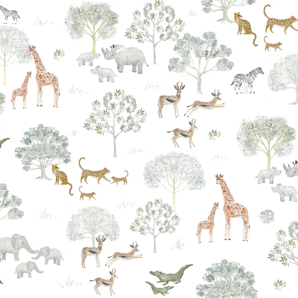 Patterson Wallpaper - Animals and Trees for Kids - by Clara Jean - Sample 1 foot by 1 foot - Loomwell Home Goods