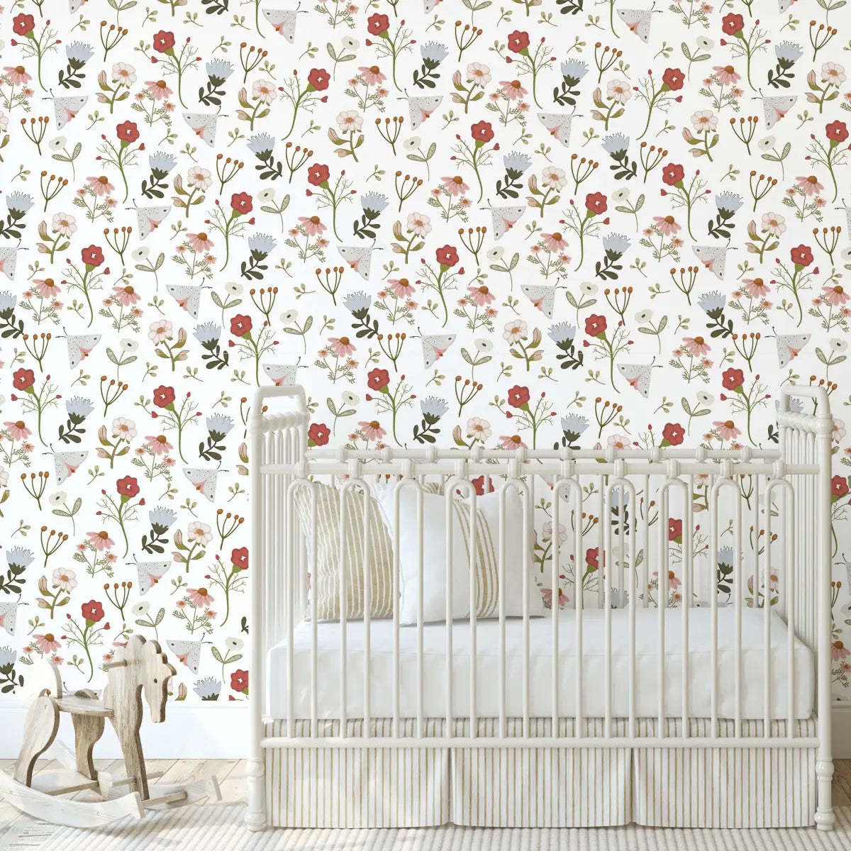 Payson Wallpaper - Flowers and Moths for Kids - by Izzy - Loomwell Home Goods