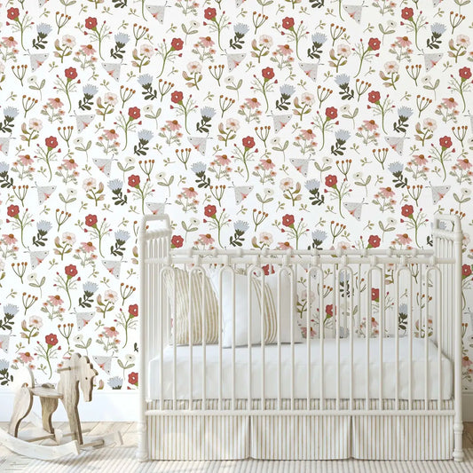 Payson Wallpaper - Flowers and Moths for Kids - by Izzy - Loomwell Home Goods