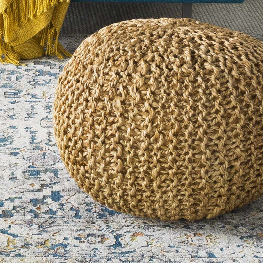 Merrittstown Knitted Jute Pouf