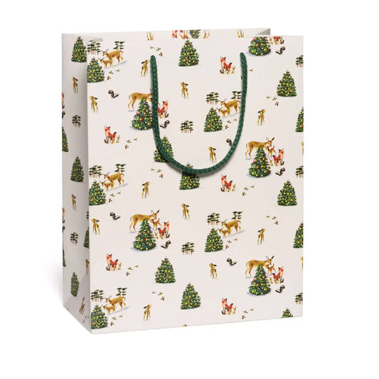 Christmas Gift Bag - Peaceful Critters - Medium - Red Cap Cards