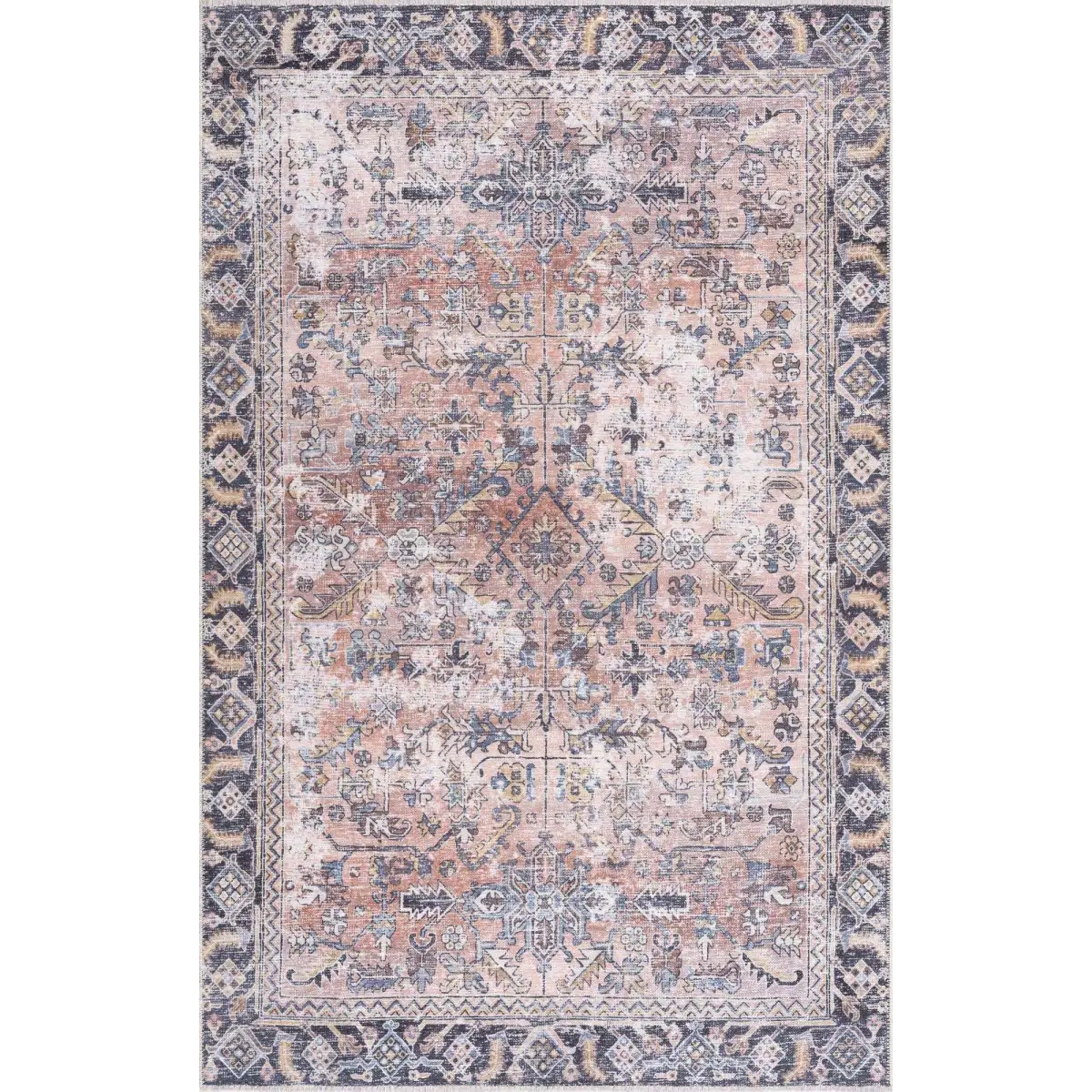 Peach Holi Washable Area Rug - Boutique Rugs