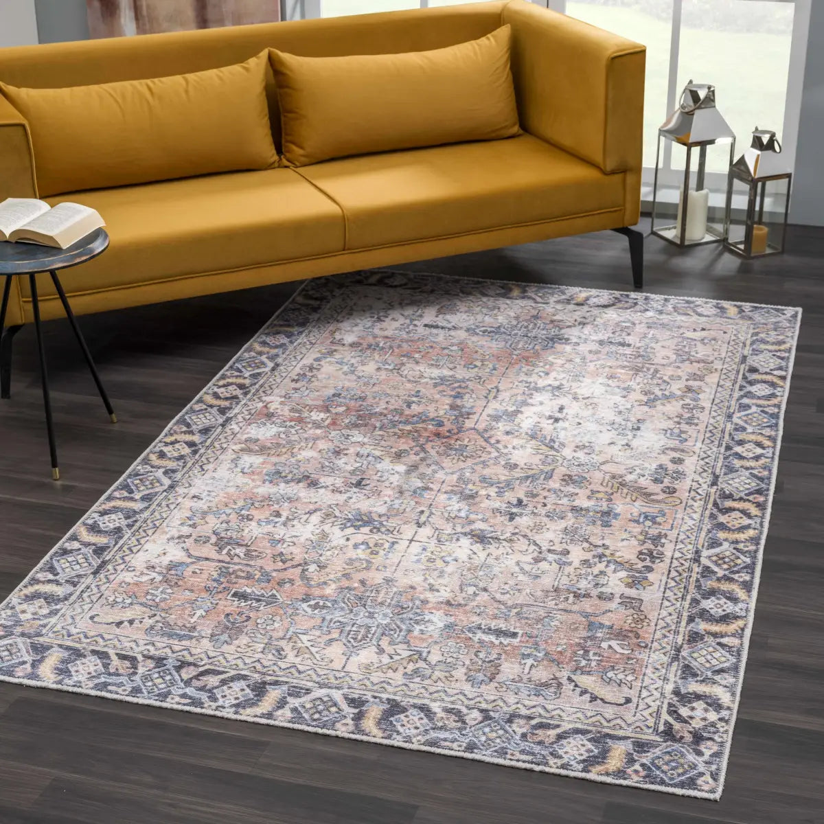 Peach Holi Washable Area Rug - Boutique Rugs