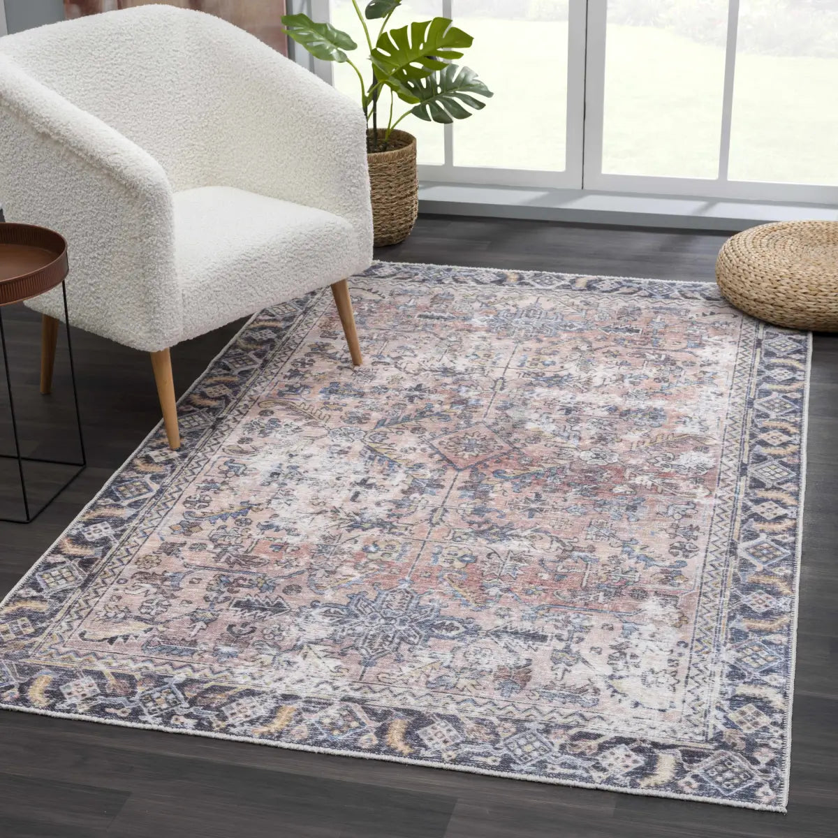 Peach Holi Washable Area Rug - Boutique Rugs