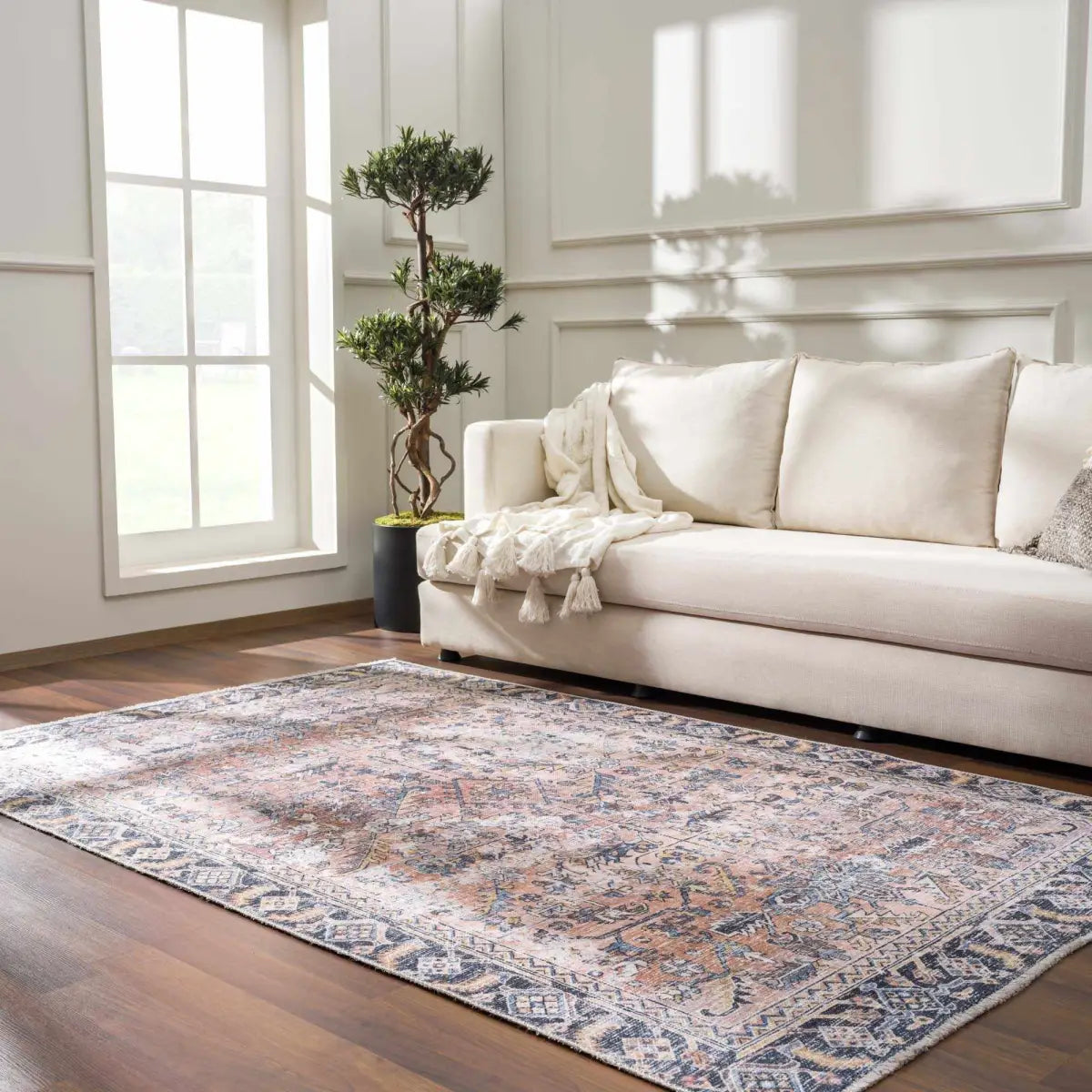 Peach Holi Washable Area Rug - Boutique Rugs