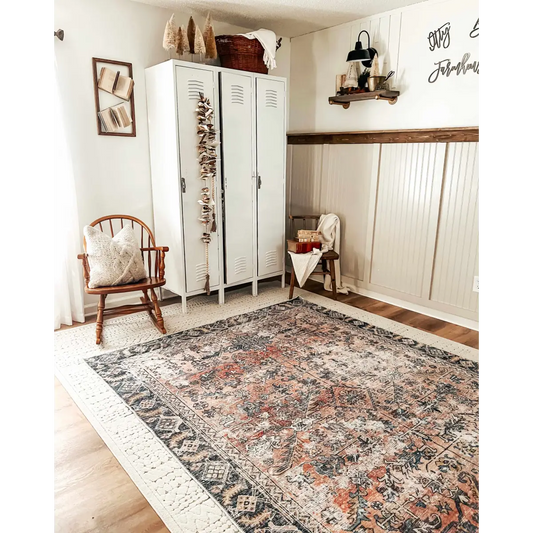 Peach Holi Washable Area Rug - Boutique Rugs