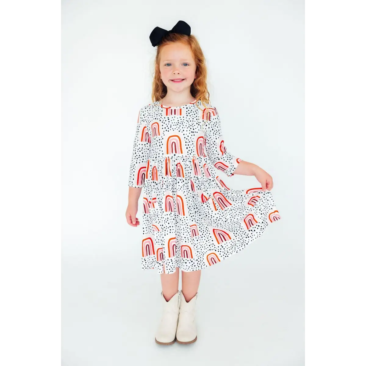 Pocket Twirl Dress - Peach Rainbow - Mila & Rose ®
