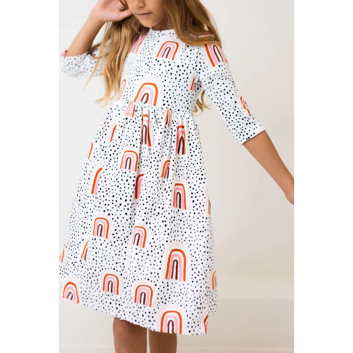 Pocket Twirl Dress - Peach Rainbow - Mila & Rose ®