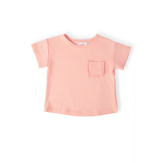 Ruffle Pocket Tee - Peach - 6-12M - Mila & Rose ®