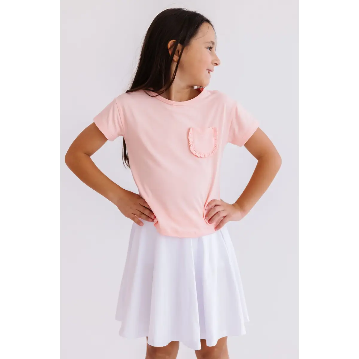 Ruffle Pocket Tee - Peach - Mila & Rose ®