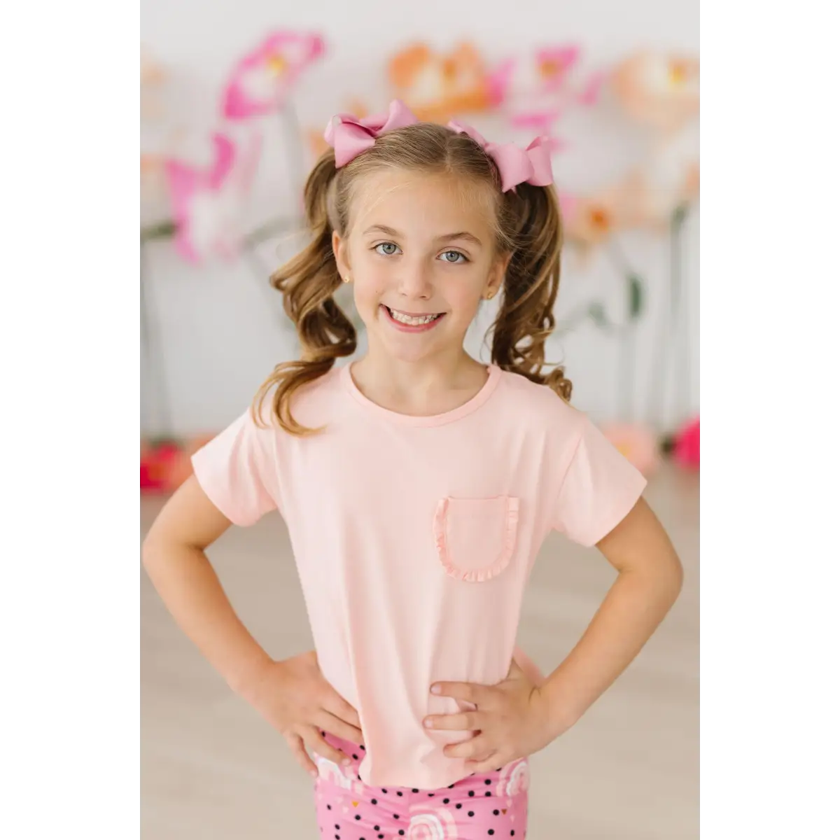 Ruffle Pocket Tee - Peach - Mila & Rose ®