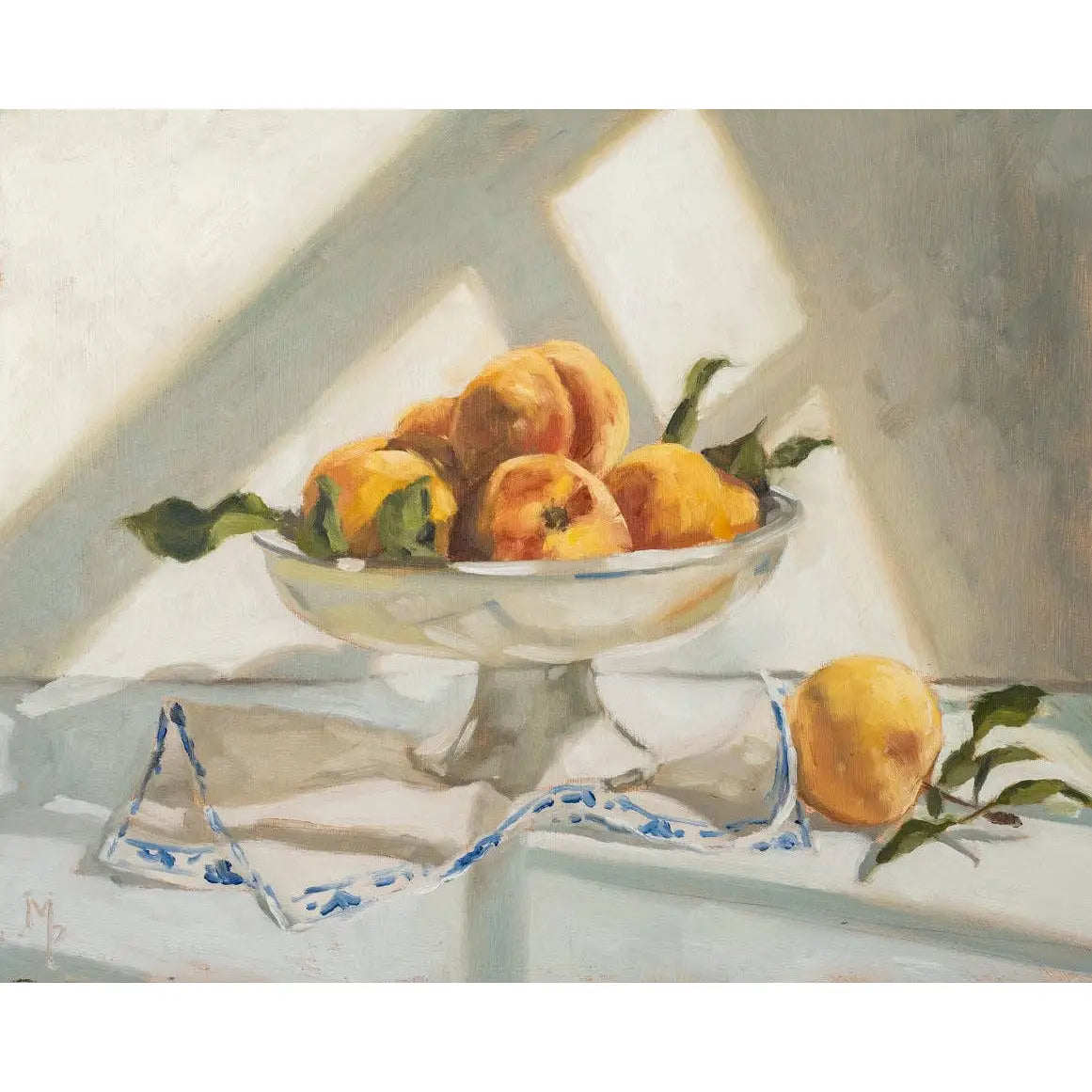 Art Print - Peaches in a Compote Painting - 5x7 - Miss Mustard Seed