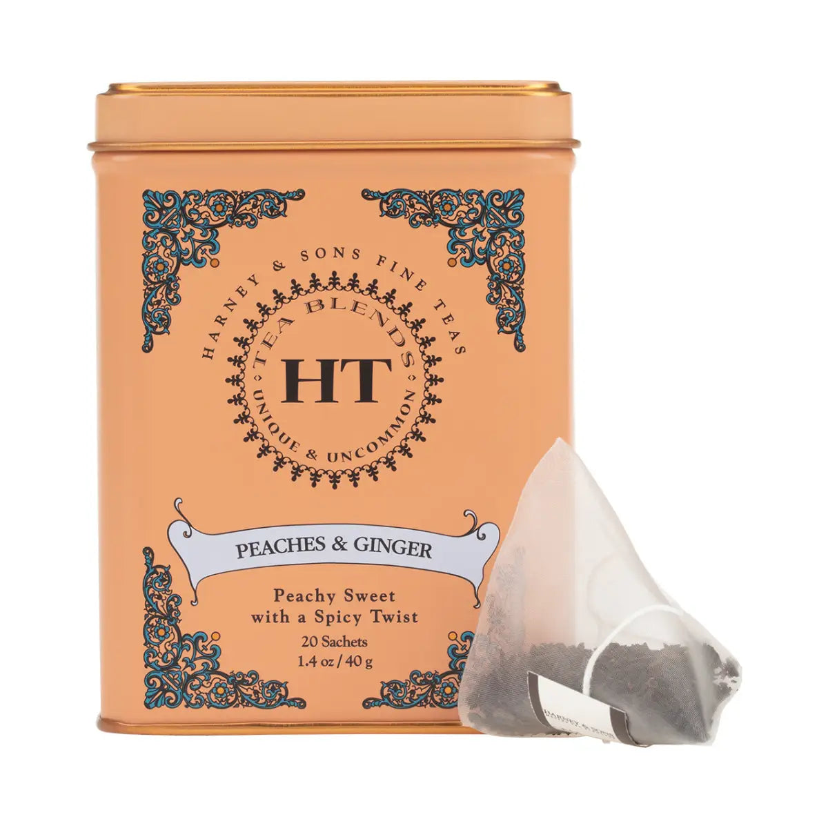 Peaches & Ginger Tea - HT Tin of 20 Sachets - Sachets / Tin of 20 Sachets - Harney & Sons Fine Teas