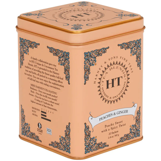 Peaches & Ginger Tea - HT Tin of 20 Sachets - Sachets / Tin of 20 Sachets - Harney & Sons Fine Teas