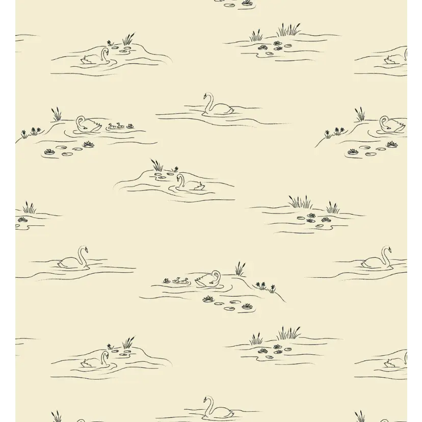 Pemberley Wallpaper - Gentle Swans - Line Drawings by Of Lilies and Fields - Sample 1 foot by 1 foot / Light - Loomwell