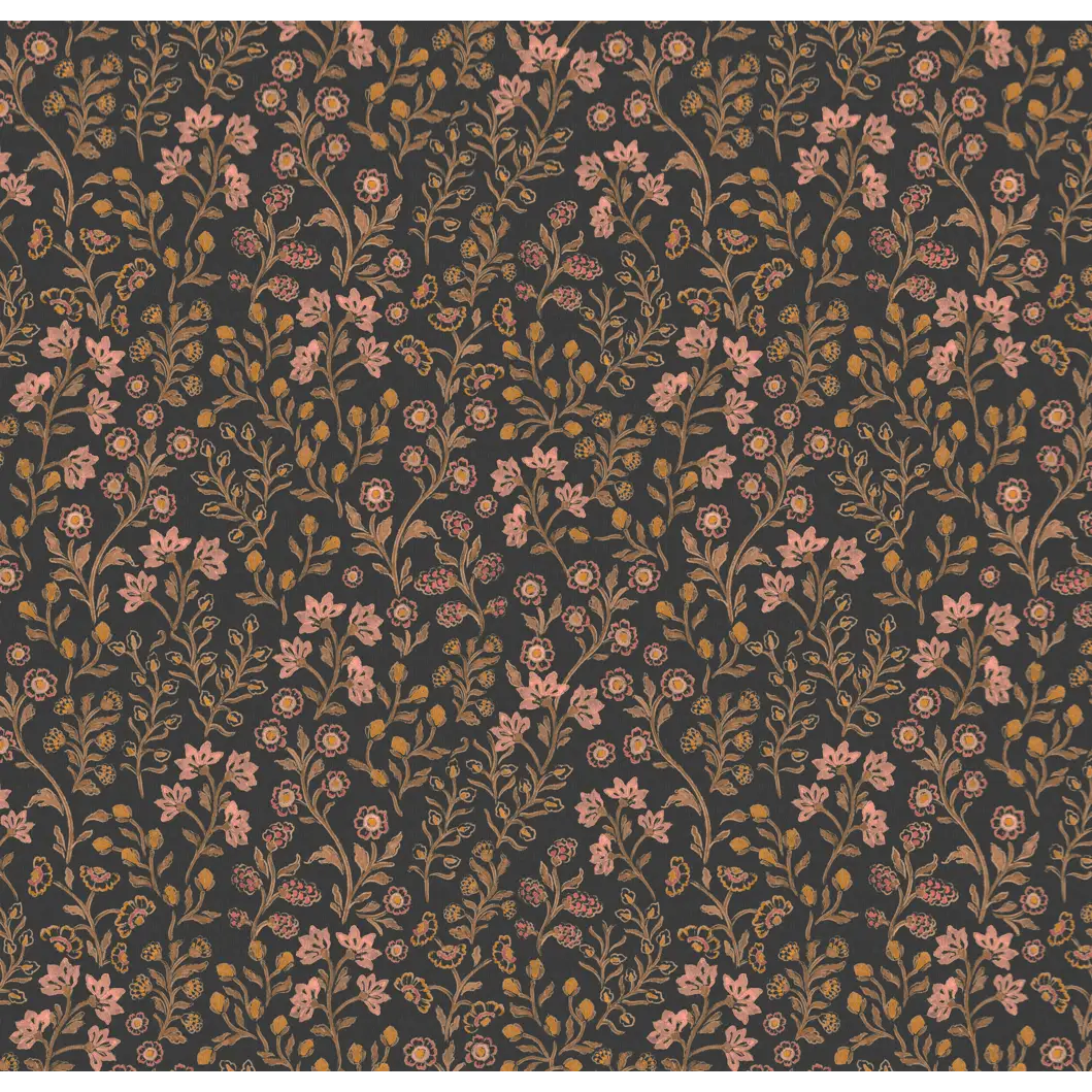 Penelope Wallpaper - Petite Flower Vines - by Bloomery Decor - Sample 1 foot by 1 foot / Brown - Loomwell Home Goods