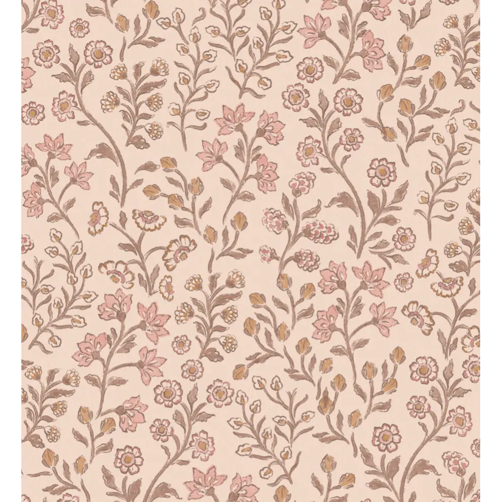 Penelope Wallpaper - Petite Flower Vines - by Bloomery Decor - Sample 1 foot by 1 foot / Pink - Loomwell Home Goods
