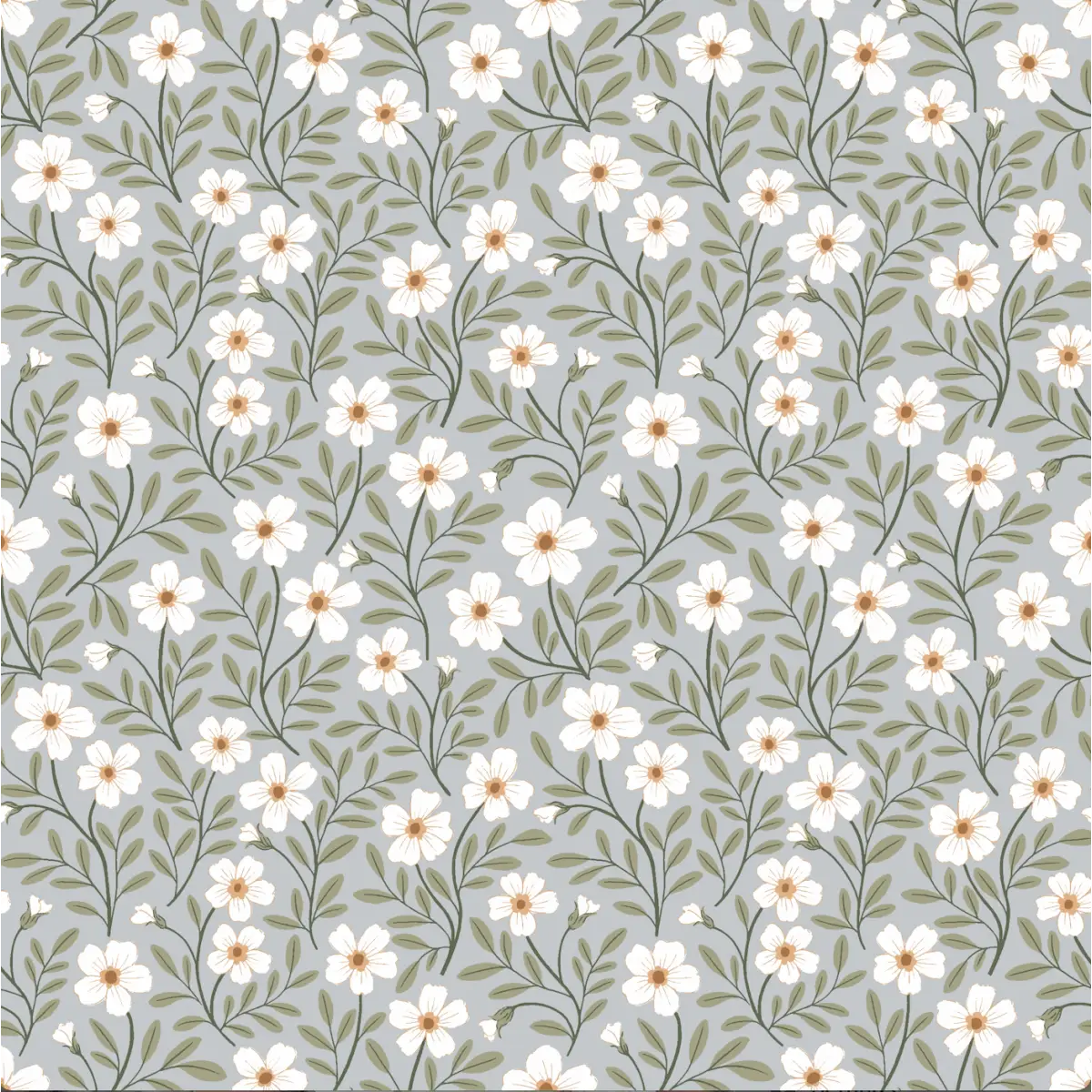 Penny Wallpaper - Kids Floral - by Gooseberry Moon - Sample 1 foot by 1 foot / Blue - Loomwell Home Goods