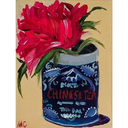 Postcard - Peony Tea Tin - Carpe Diem Papers