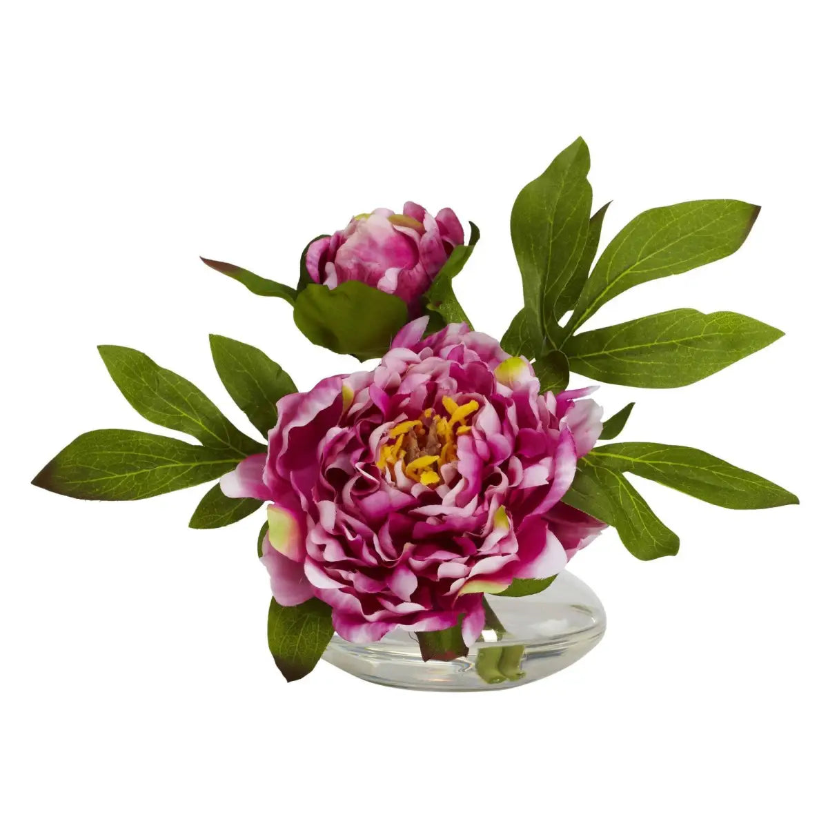 Peony w/Glass Vase (Set of 3) - Nearly Natural