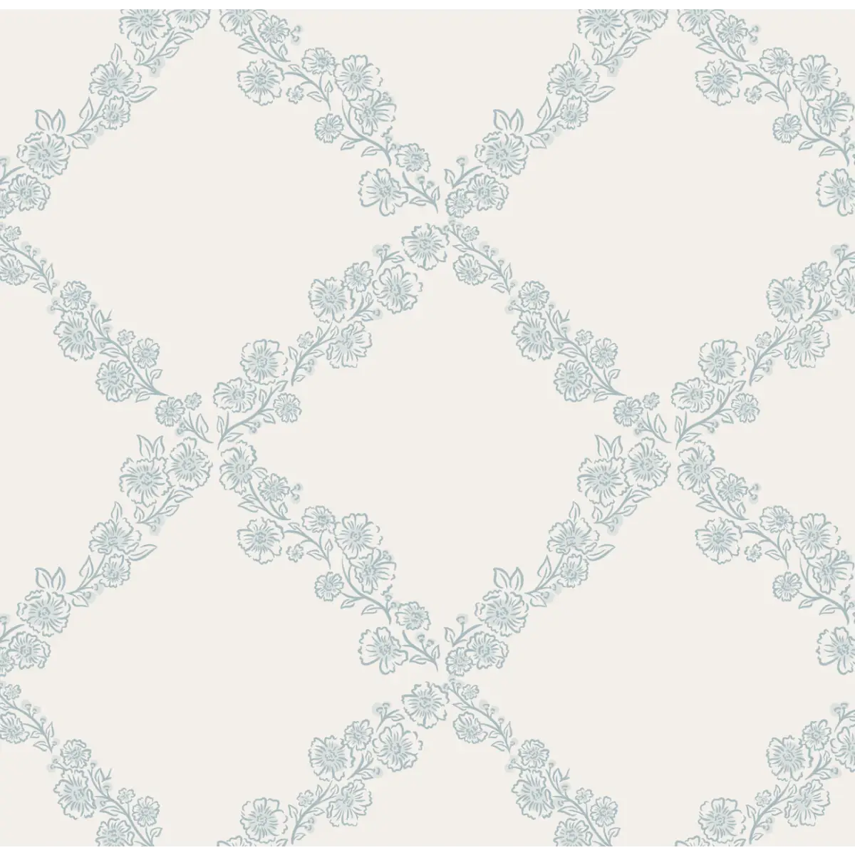Pepper Wallpaper - Floral Lattice - by The Beau Studio - Sample 1 foot by 1 foot / Blue - Loomwell Home Goods