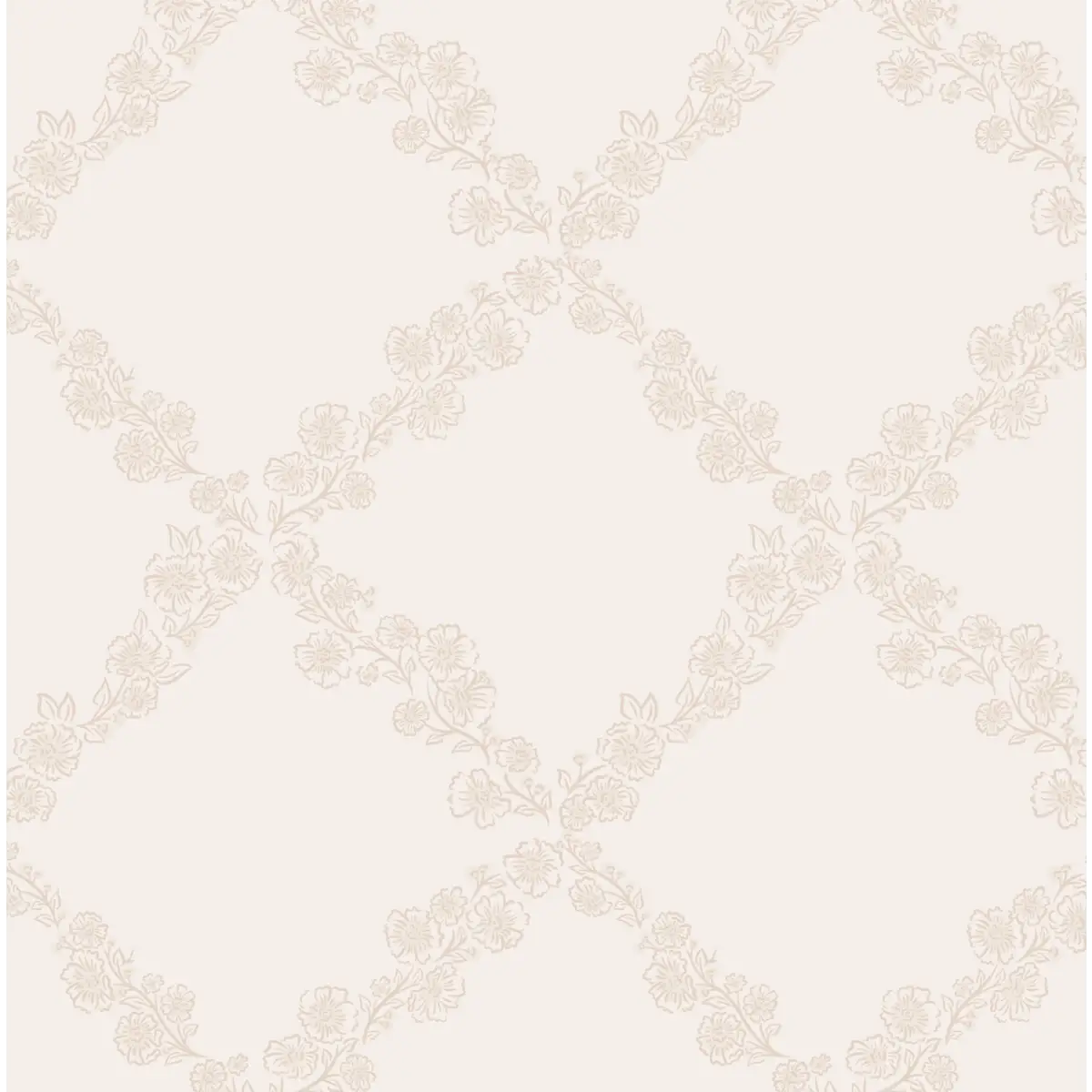 Pepper Wallpaper - Floral Lattice - by The Beau Studio - Sample 1 foot by 1 foot / Neutral - Loomwell Home Goods