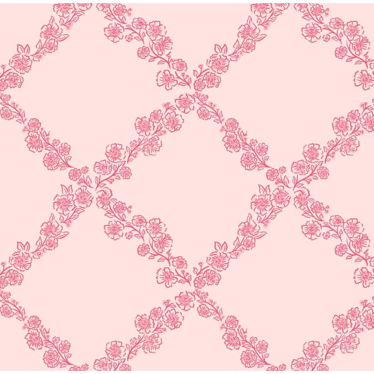 Pepper Wallpaper - Floral Lattice - by The Beau Studio - Sample 1 foot by 1 foot / Pink - Loomwell Home Goods