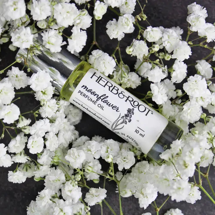 Perfume Oil Roller - Moonflower - Tuberose Jasmine White Florals - Herb & Root