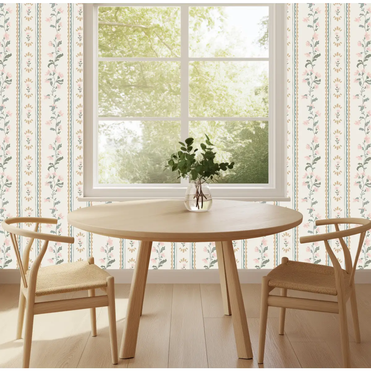 Peri Wallpaper - Sweet Floral Stripe - by Creating to Love - Loomwell Home Goods