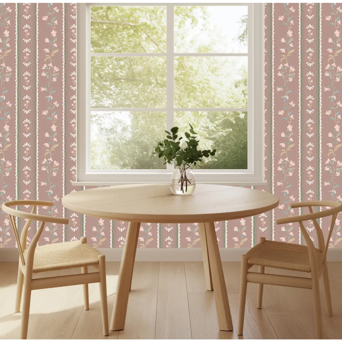 Peri Wallpaper - Sweet Floral Stripe - by Creating to Love - Loomwell Home Goods