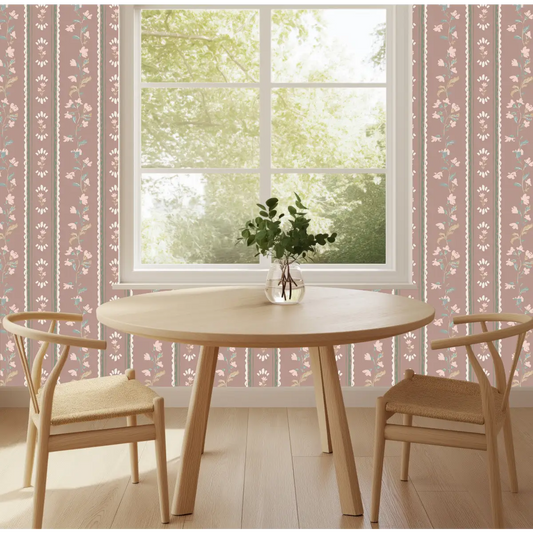 Peri Wallpaper - Sweet Floral Stripe - by Creating to Love - Loomwell Home Goods