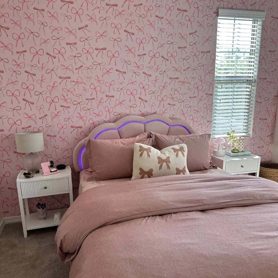 Persephone Wallpaper - Pink Bows - by Sabina Maria - Loomwell Home Goods