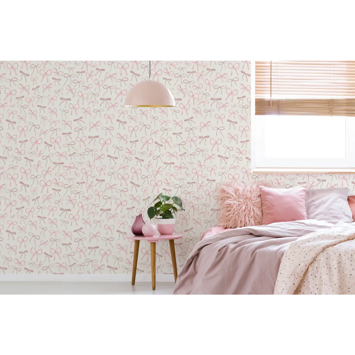 Persephone Wallpaper - Pink Bows - by Sabina Maria - Loomwell Home Goods