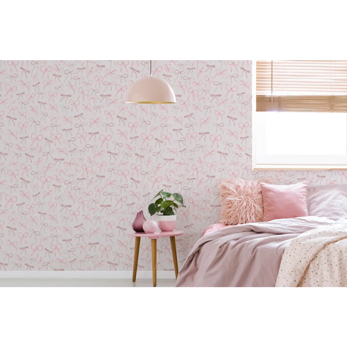 Persephone Wallpaper - Pink Bows - by Sabina Maria - Loomwell Home Goods